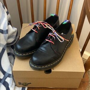 Dr. Martens Black Shoes with Multicolor Laces Pride women’s size 8